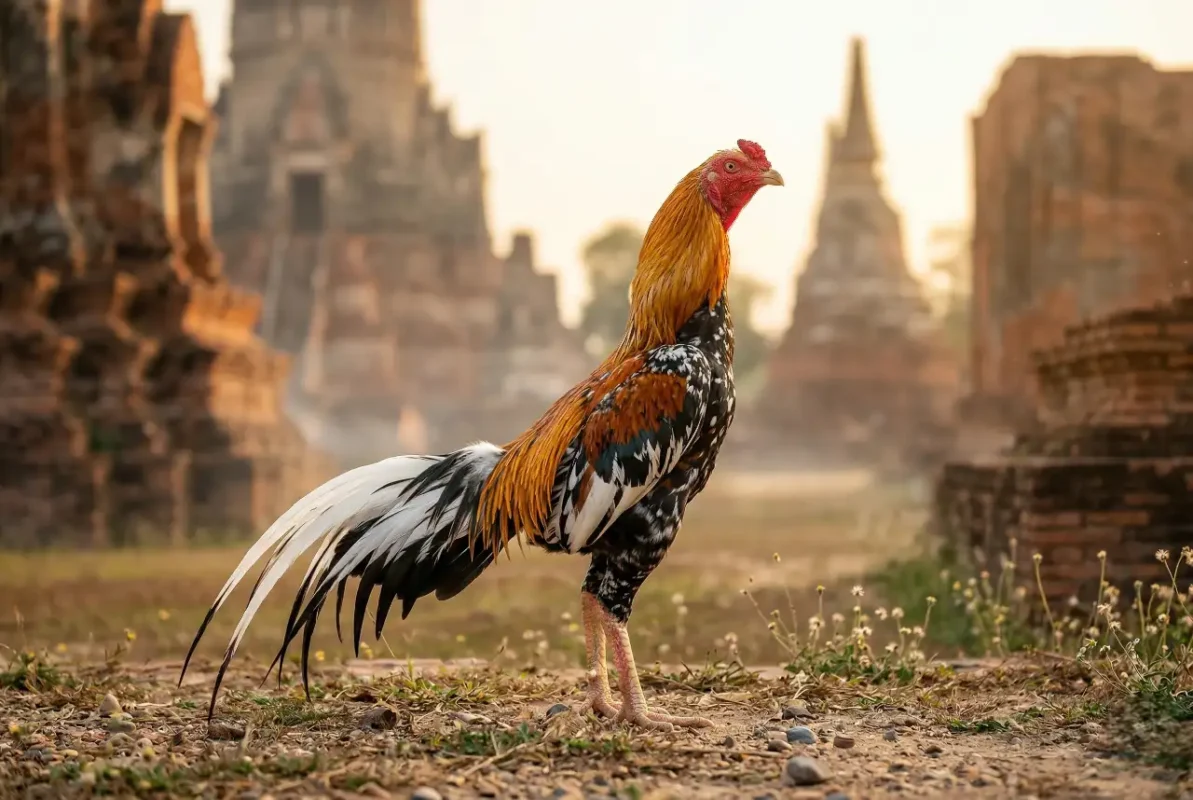 ไก่เหลืองหางขาวสายพันธุ์ไทยโบราณ หางกะรวยขาวคู่ตำนานพระนเรศวร