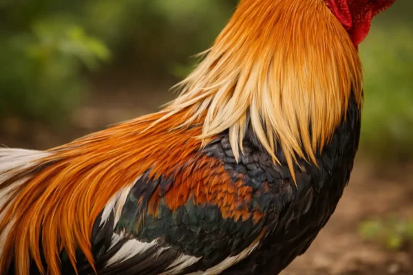 ขนสร้อยสีเหลืองทองของไก่เหลืองหางขาวตามมาตรฐานสายพันธุ์