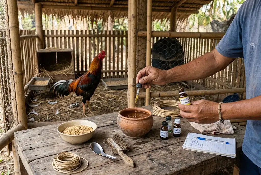การผสมวิตามินในน้ำสำหรับไก่ชน