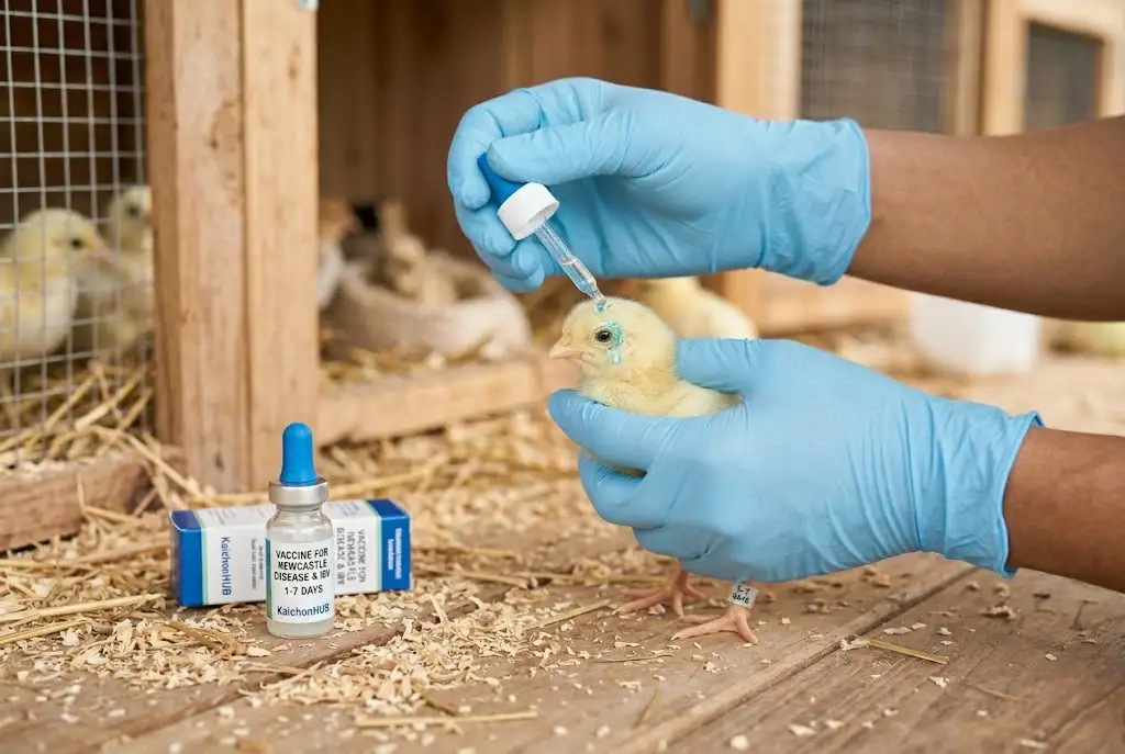การหยอดวัคซีนป้องกันนิวคาสเซิลในลูกไก่ชนช่วงอายุ 1 ถึง 7 วัน
