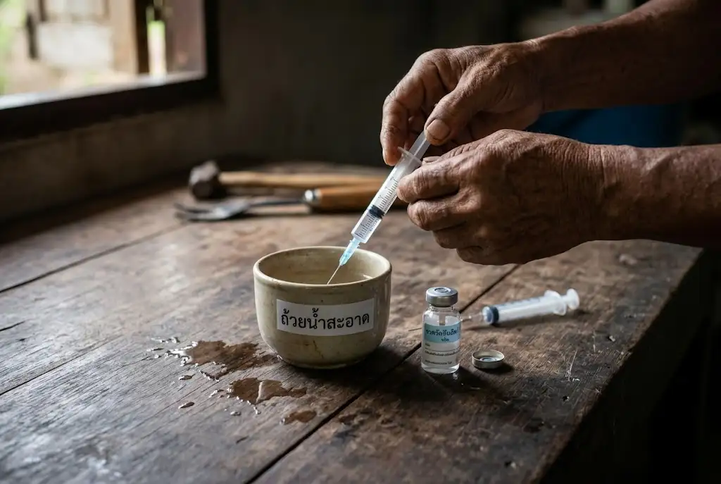 ขั้นตอนการเตรียมวัคซีนไก่ชนก่อนใช้งานอย่างถูกต้อง