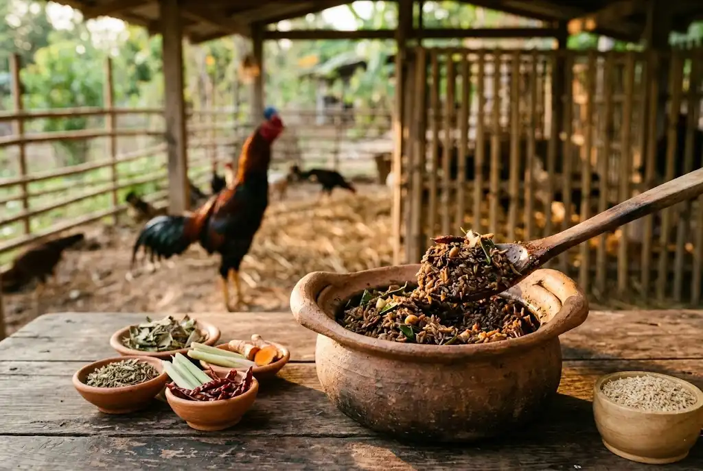 อาหารหมักสำหรับไก่ชนและการดูแลจุลินทรีย์ในลำไส้