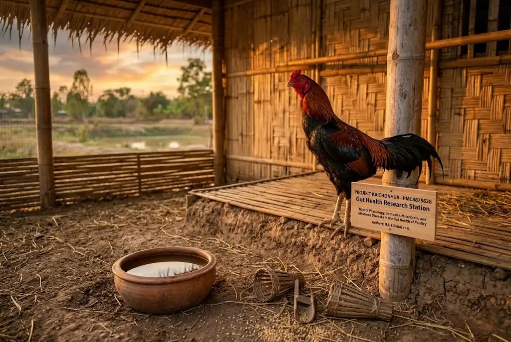ไก่ชนฟื้นตัวดีหลังซ้อมจากระบบย่อยและลำไส้ที่สมบูรณ์