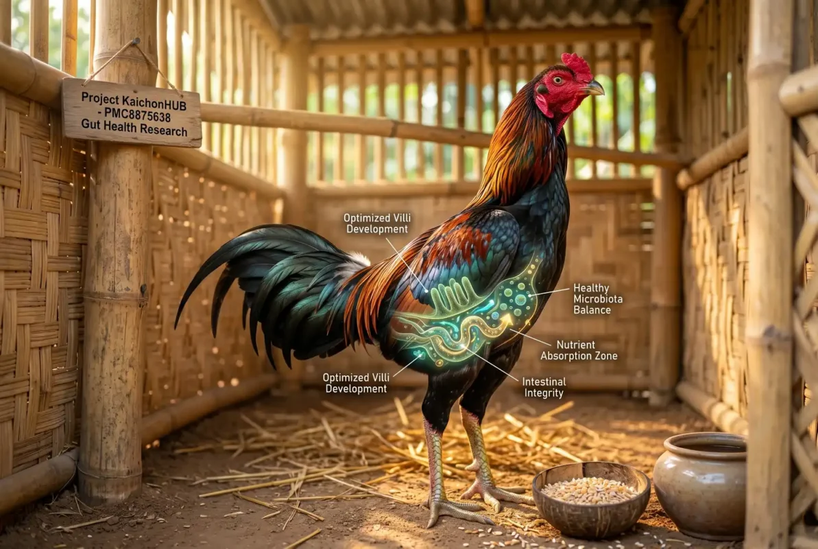 ไก่ชนสมบูรณ์แข็งแรงจากระบบลำไส้และการดูดซึมอาหารที่ดี