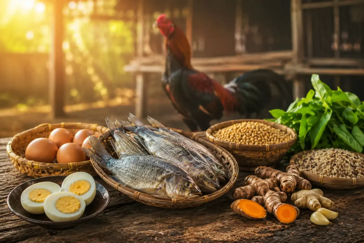 อาหารและสมุนไพรที่ช่วยบำรุงขนปีกและสุขภาพไก่ชน