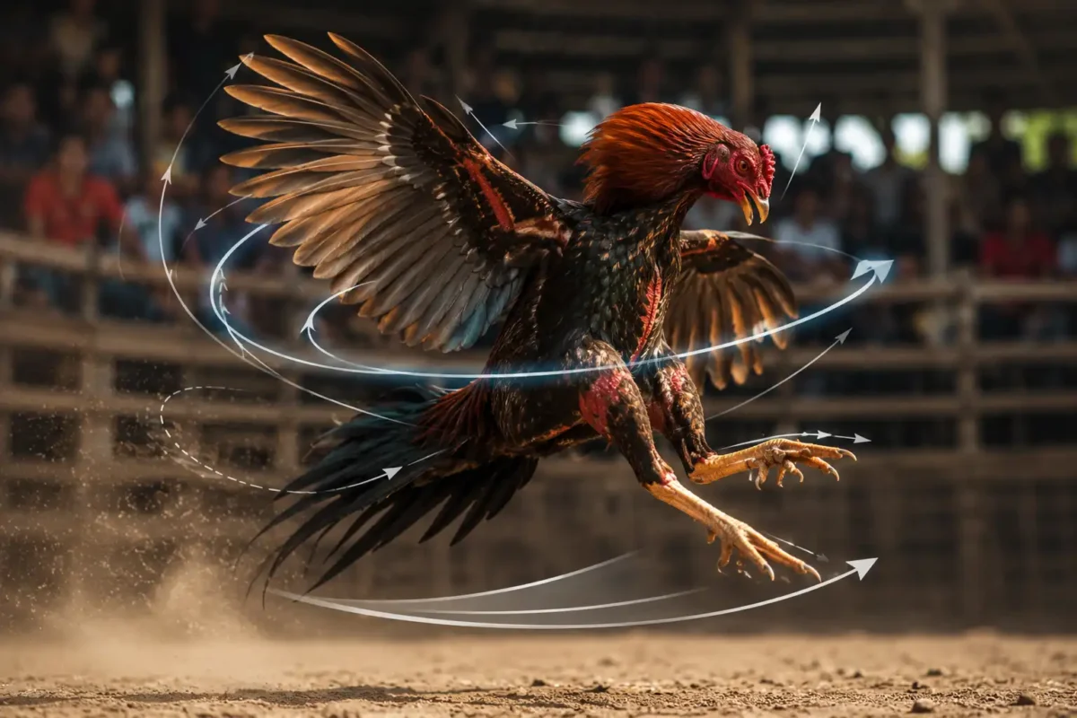 ภาพอธิบายบทบาทของปีกไก่ชนต่อการทรงตัวและการเคลื่อนไหว