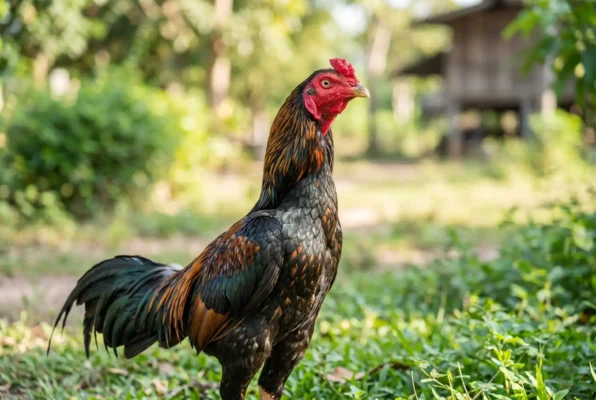 ไก่ชนหน้าแดงขนเงา