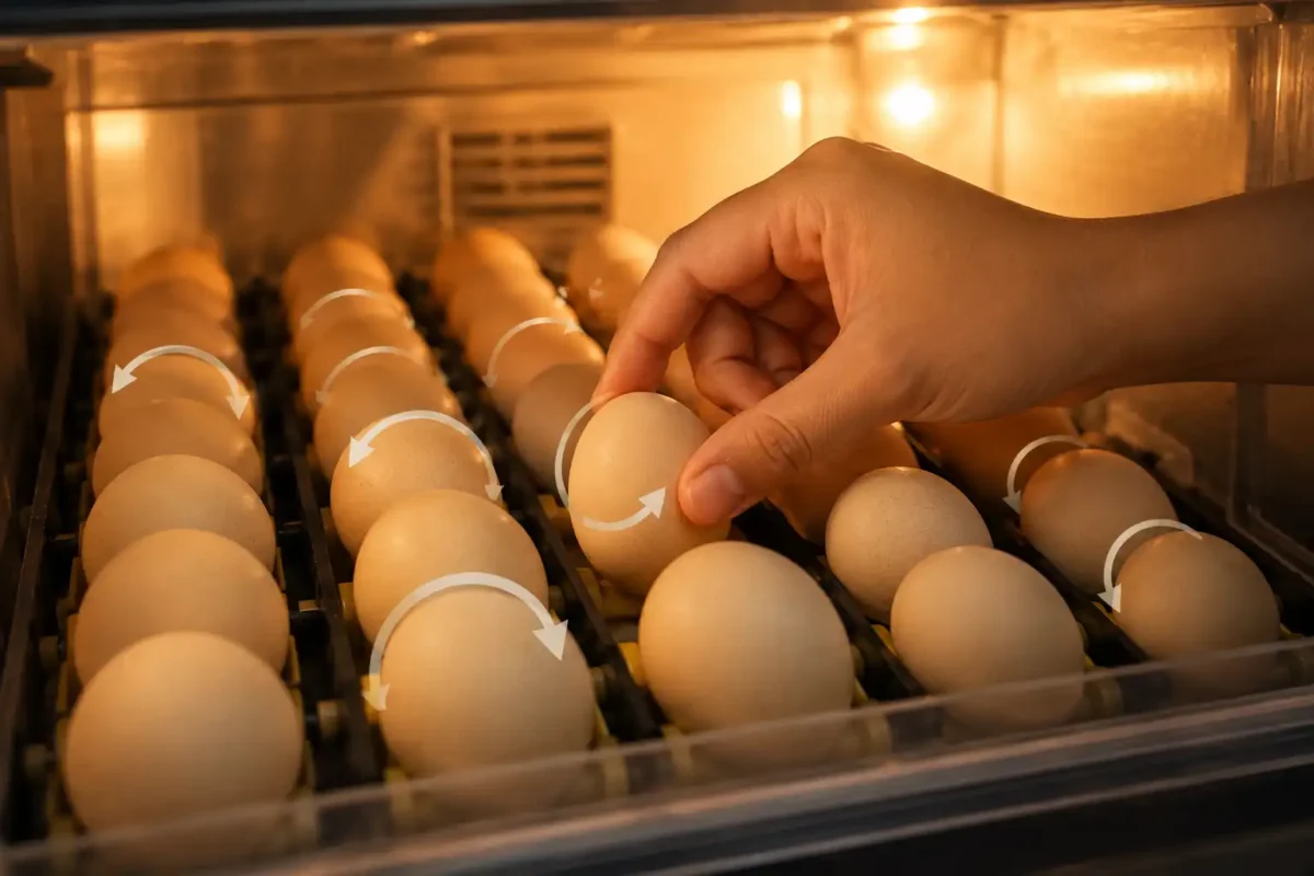 การกลับไข่ระหว่างการฟักไข่ไก่ชน