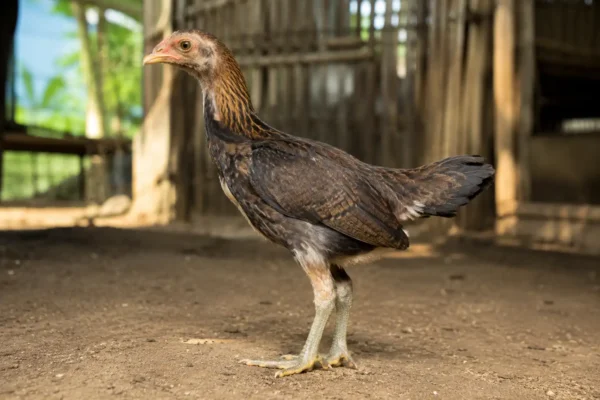 ลูกไก่ชนยืนโชว์โครงสร้างร่างกายและทรงยืนที่สมดุล