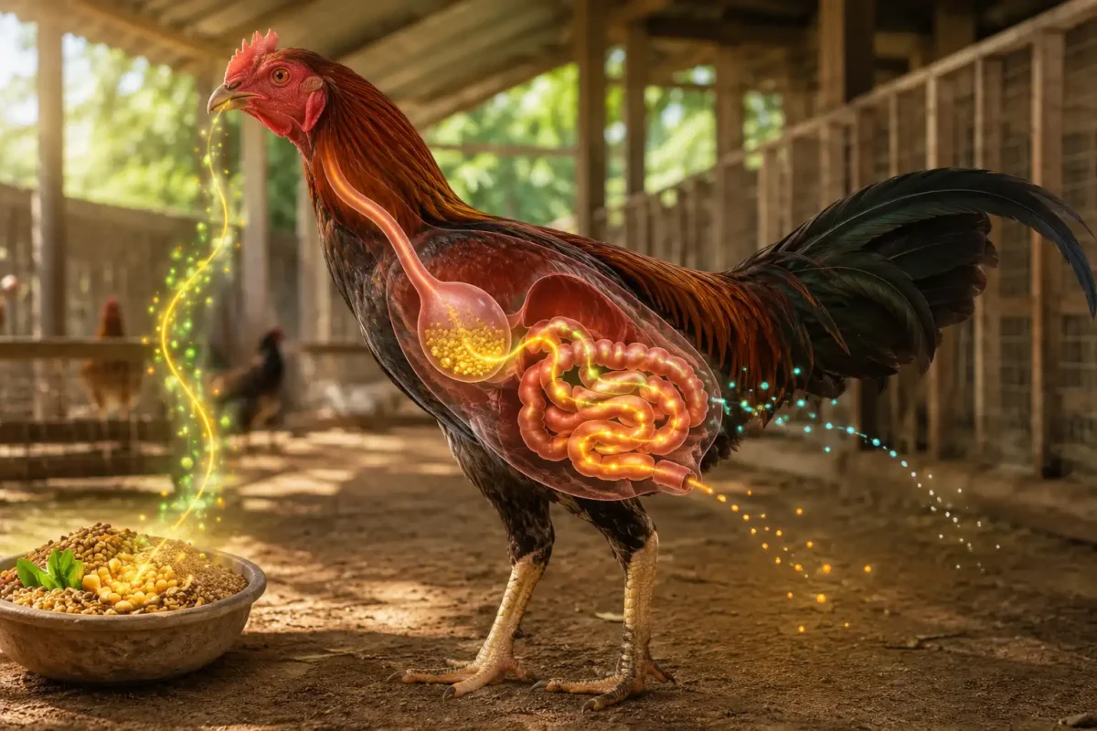 สุขภาพลำไส้และการดูดซึมสารอาหารของไก่ชน
