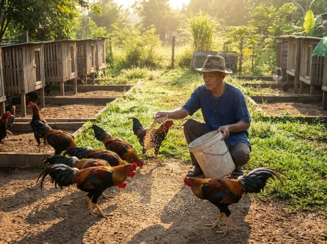 อาหารและการฝึกซ้อมคือพื้นฐานกำลังของไก่ชน