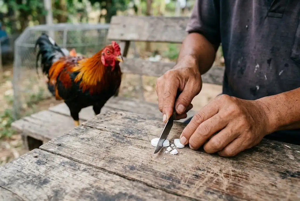 การแบ่งยาเม็ดเพื่อให้ไก่ชนกินอาจทำให้คำนวณขนาดยาผิดพลาด