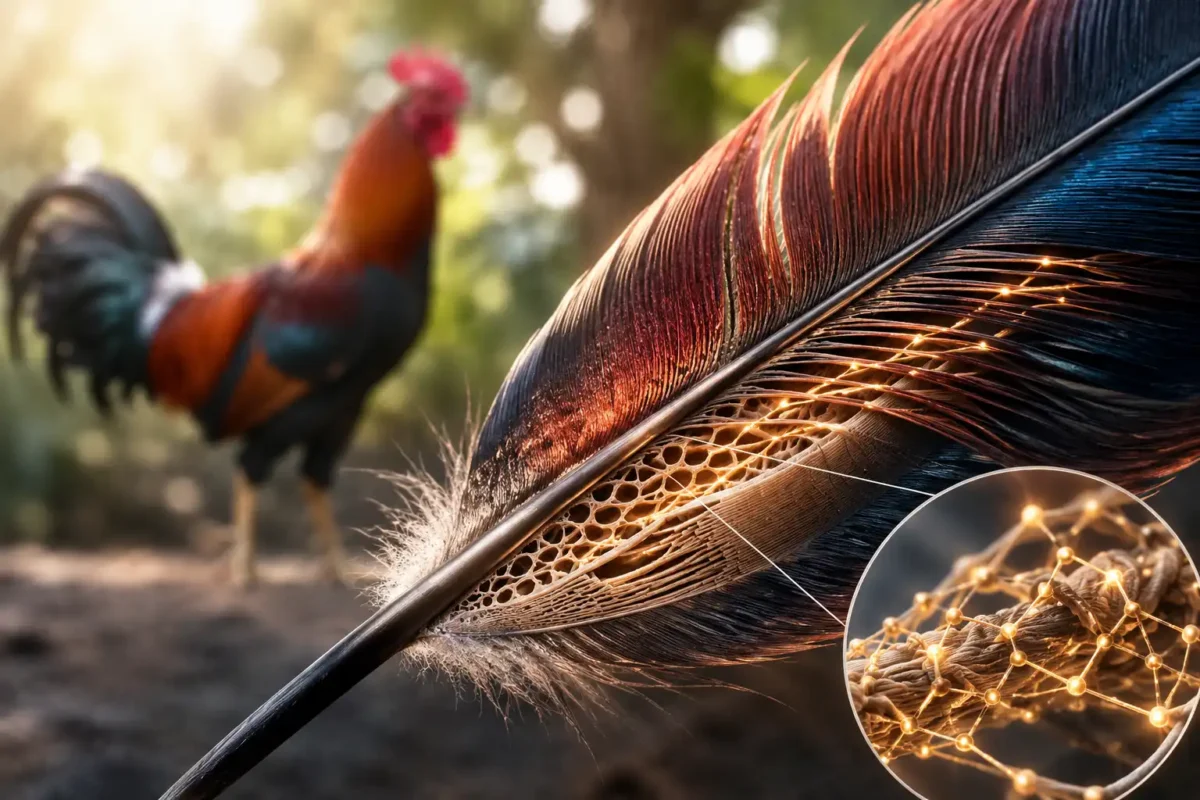 ภาพอธิบายการสร้างเคราตินในเส้นขนไก่ชน
