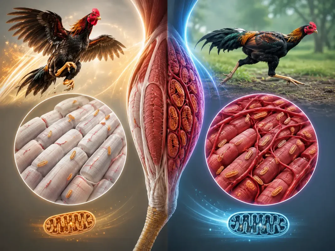 เปรียบเทียบเส้นใยกล้ามเนื้อไก่แบบหดตัวเร็วกับเส้นใยที่ทนต่อความเหนื่อยล้า