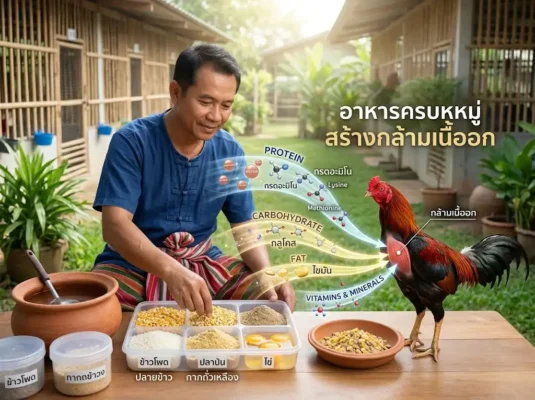 อาหารโปรตีนและพลังงานสำหรับเสริมสร้างกล้ามเนื้ออกไก่ชน
