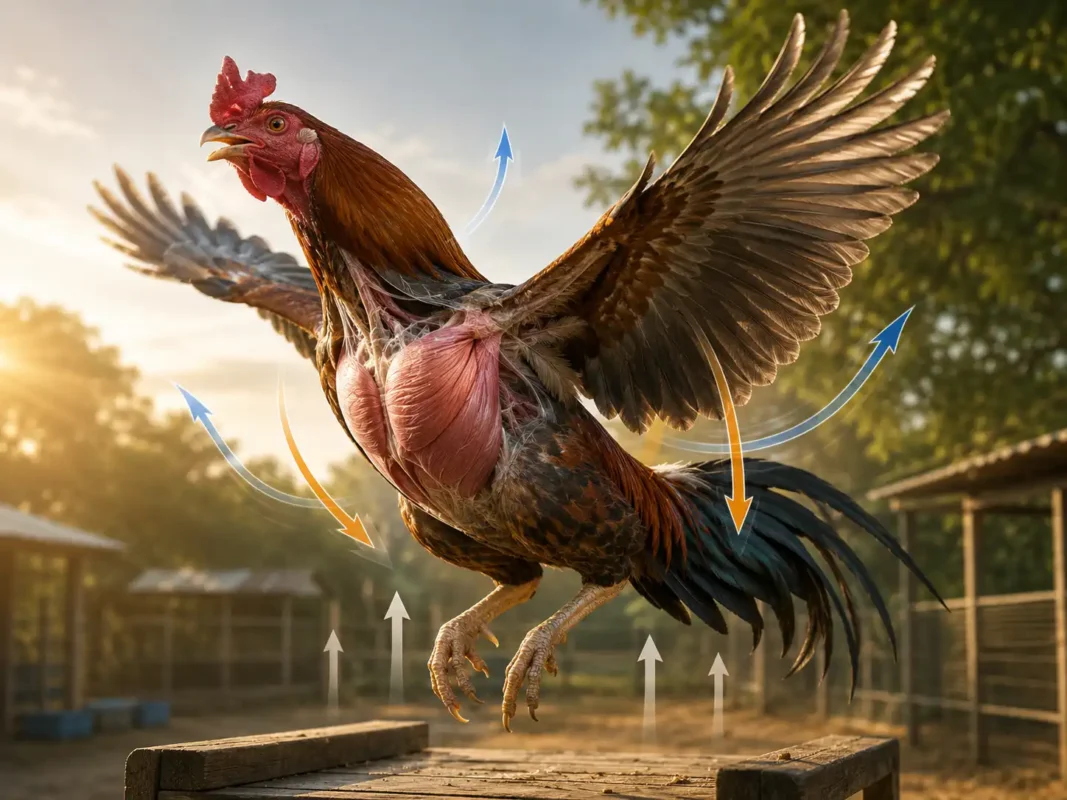 กล้ามเนื้ออกไก่ชนขณะกระพือปีกสร้างแรงยกตัว