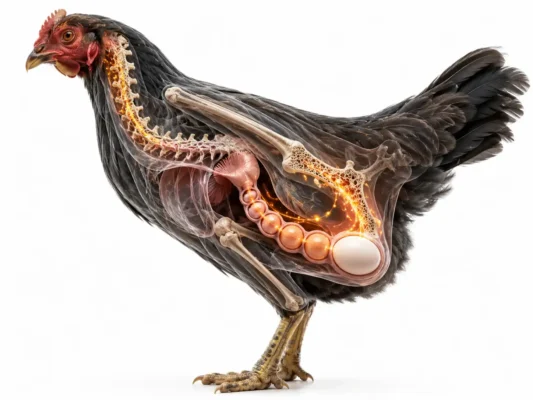 การลำเลียงแคลเซียมจากกระดูกไปสร้างเปลือกไข่ของแม่ไก่