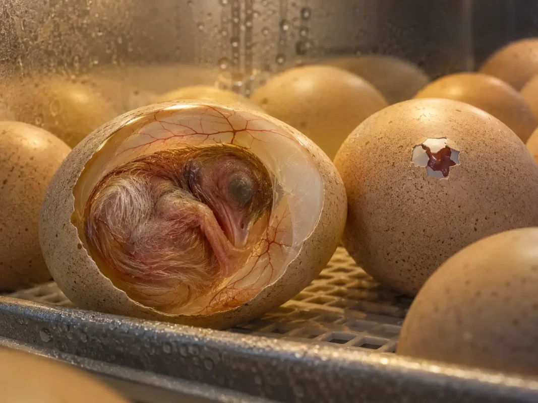 ลูกไก่ชนจัดท่าเข้าหาถุงลมและเริ่มเจาะเปลือกในช่วง Lockdown
