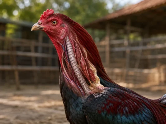 กายวิภาคบริเวณลำคอของไก่ชนและตำแหน่งที่คนในวงการเรียกว่าแผลกระเดือก
