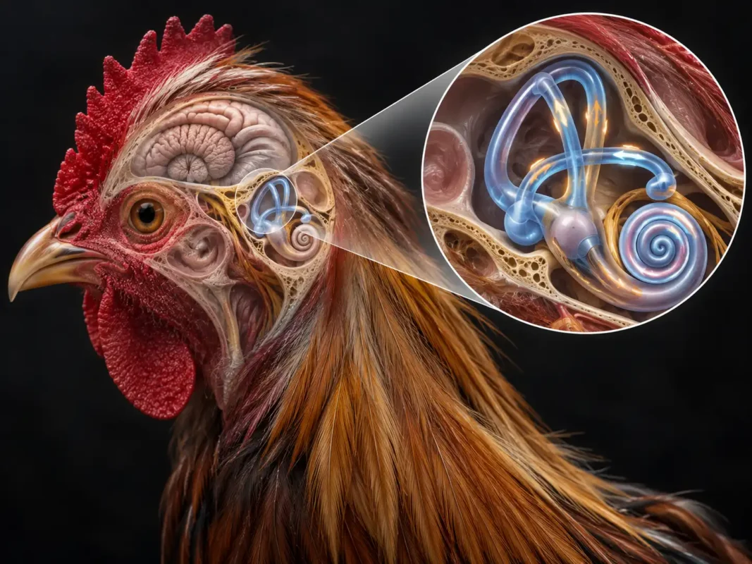 หูชั้นในของไก่และอวัยวะที่ช่วยตรวจจับการเคลื่อนไหวและการทรงตัว