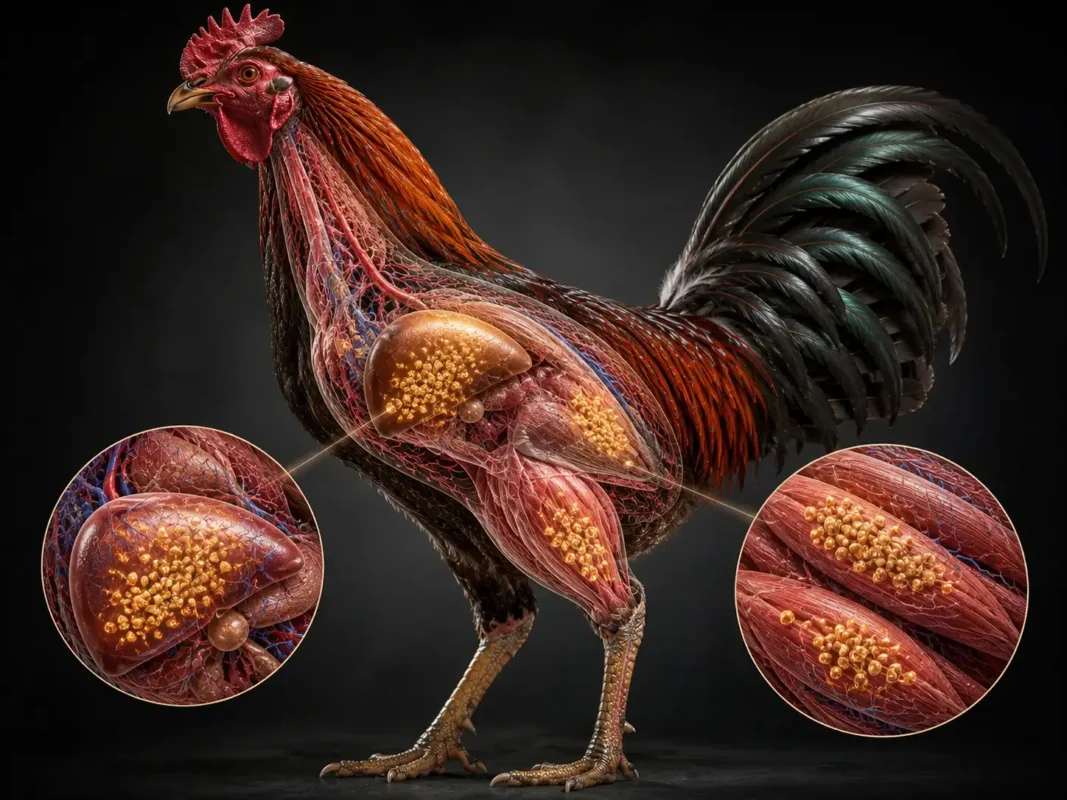ไกลโคเจนสะสมในตับและกล้ามเนื้อของไก่