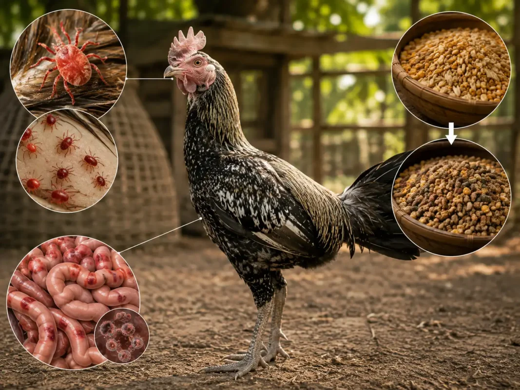 สาเหตุไก่หน้าซีดจากปรสิต โรคทางเดินอาหารและโภชนาการ