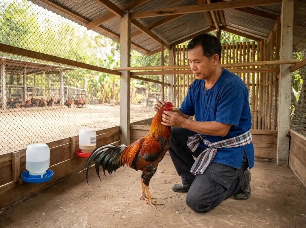 การกักไก่ใหม่แยกจากฝูงเดิมเพื่อสังเกตอาการและป้องกันโรค
